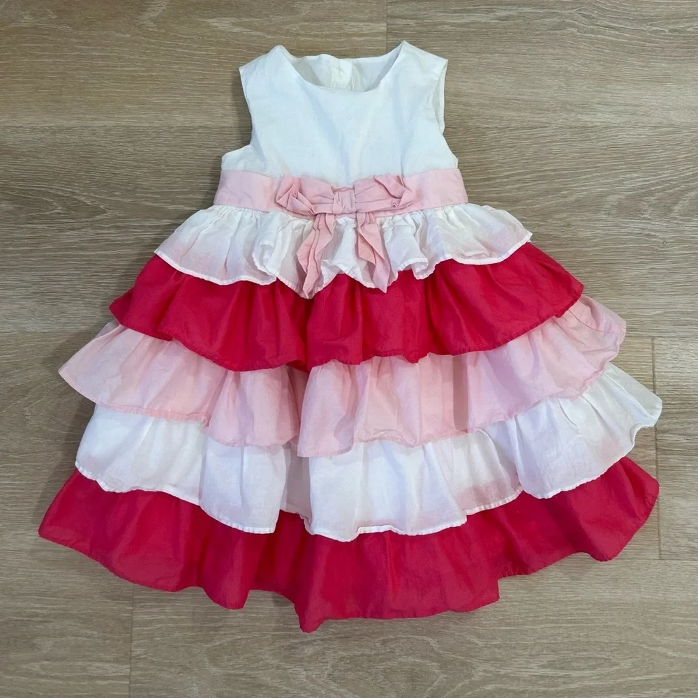 Gymboree Girls 4T Birthday Shop Pink Ruffled Tiered Dress